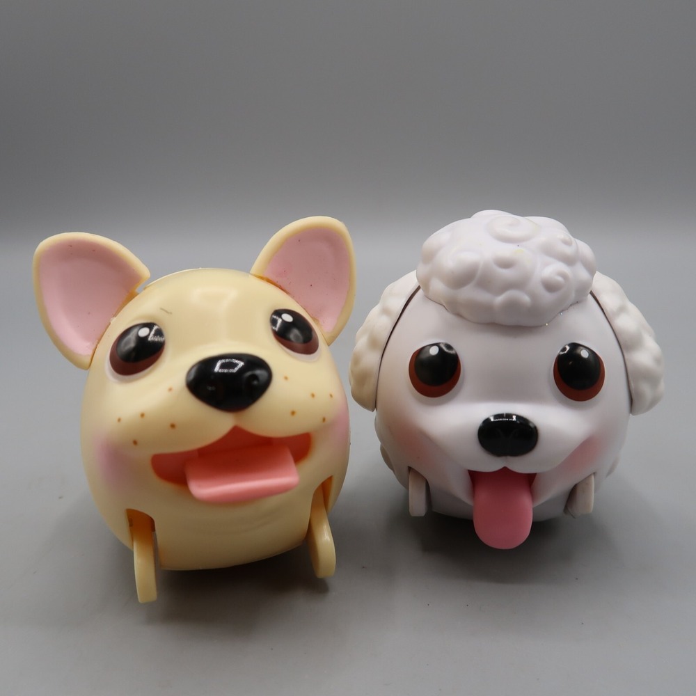 2 Chubby Puppies and Friends PuP Dog Tan White Spin Master Walks Moves lot